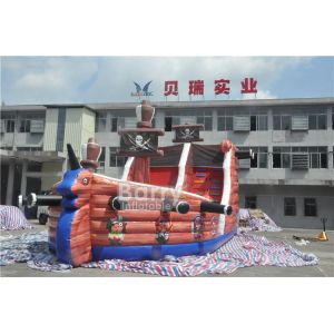 Cheap Attractive Commercial Inflatable Combo Pirate Ship , Bouncy Castle Slide With Obstacle Course for sale