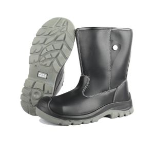 China OEM Black High Top Microfiber Leather Security Work Boots with EN-standard Steel Toe and Puncture Resistant Midsole on sale