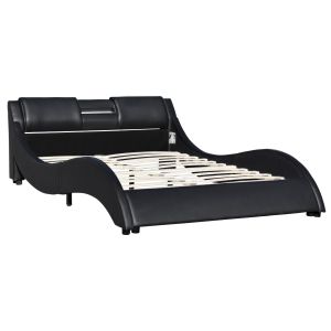 Upholstered Platform Bed Frame With Led Lighting, Curve Design