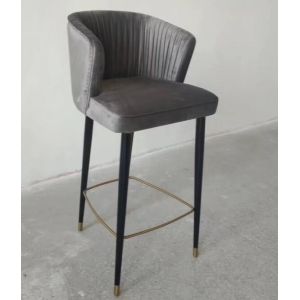 High back beech wood grey fabric upholstery barstool/counter stool with metal