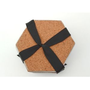 Polished White Stone Coasters Hexagon Shape Moisture Proof High Durability