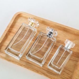 Silver Cap Aluminum Square Crystal Perfume Bottle 30ml 50ml 100ml