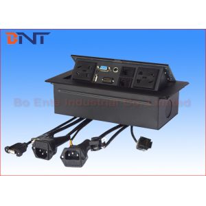 Oval Meeting Table Plug Sockets Black Matte Color With Power Data Jack