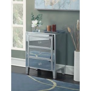 Hot sales 3 drawers silver mirrored nightstand square end table corner table for
