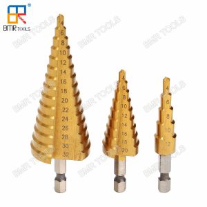 Hot Sells 3PCS HSS M2 Step Drill Bit Set Ti-Coating Straight Flute Packed with