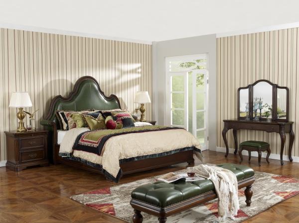 American Leisure Antique Design Single bedroom furniture Small bed with writing Desk and Bookcase and 2 door wardrobe