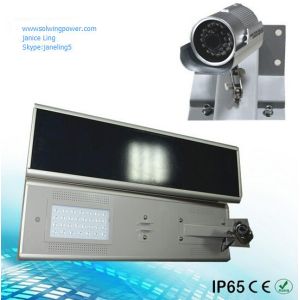 China 50W integrated solar garden lights solar powered LED street ligh security lamp spy hidden camera 5 meter black color on sale