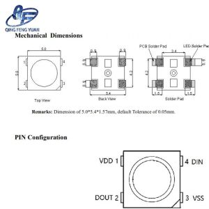 Programmable LED SMD 5050 PLCC4 RGB 5x5x1.57mm 3.7 5.3V WS2812B-V5