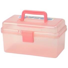 Transparent Colored Lidded Storage Containers , Plastic Craft Box Tongue Groove