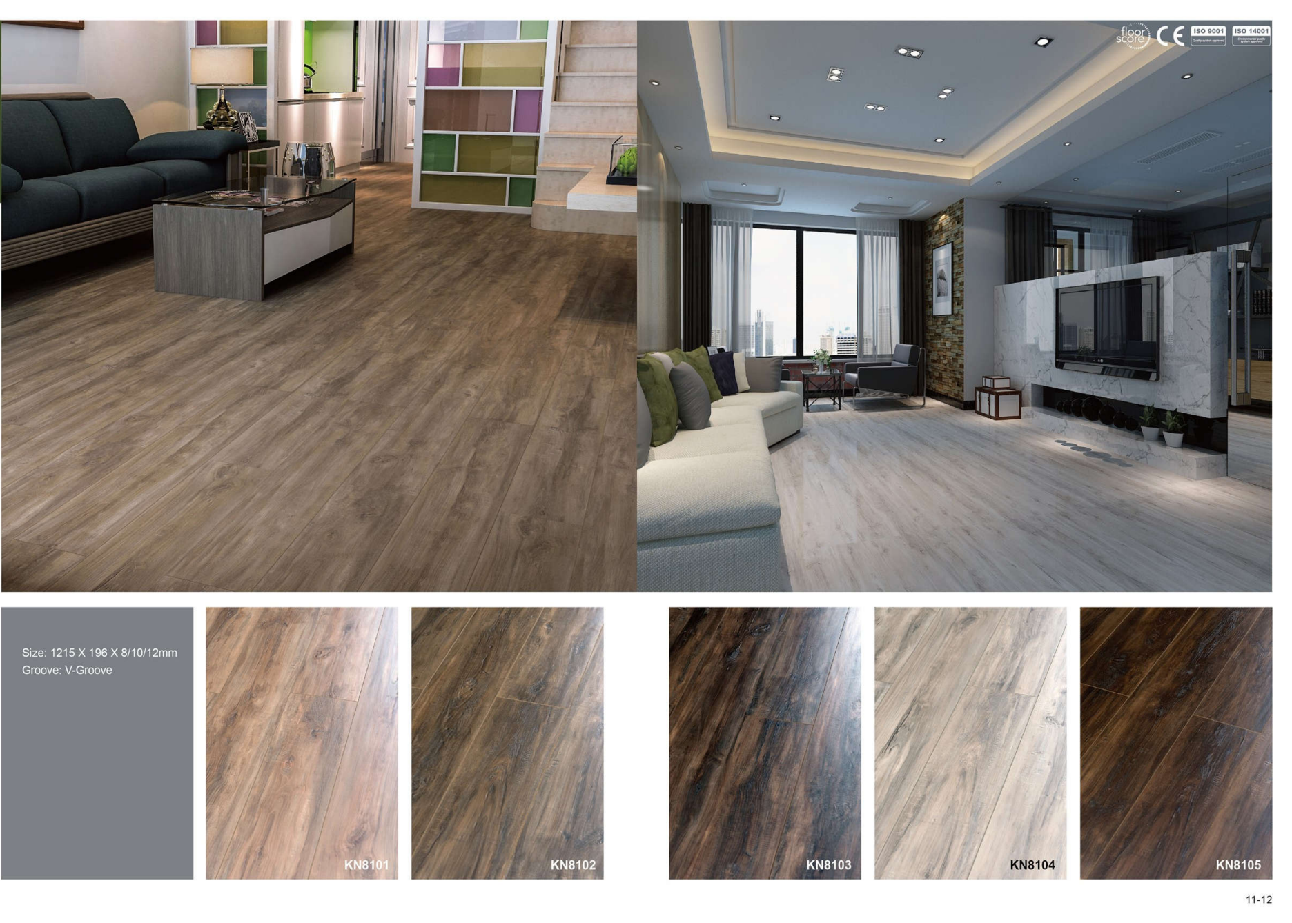 Waterproof Laminated Hdf Engineered Wood Flooring Grey 8mm