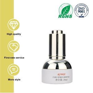 20ml White Cylindrical Smooth Glass Bottle With Golden/Silver Drop For Empty