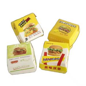 Wholesale Custom Biodegradable Burger Boxes Clam Shell Takeout Paper Packaging