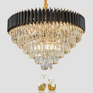 G4 Light Source Diameter 100cm Modern Gold Crystal Raindrop Chandelier
