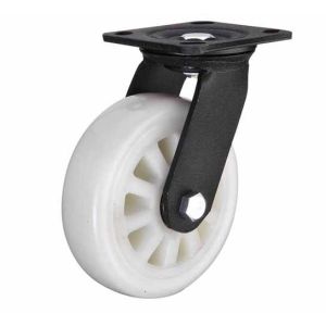 China Black lacquer plated Swivel caster, rotating 4x2 white nylon wheel for heavy duty castor with durable wheel on sale