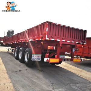China Containers Flatbed Wall 600mm 13M 40FT Drop Side Semi Trailer on sale