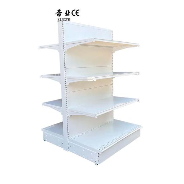 Factory Custom size color gandola shelves white double super market racks for