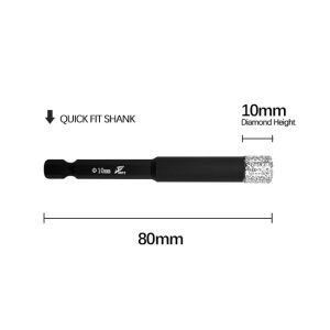 Black 5-25mm Hexagonal Shank Diamond Drill Core Bit Cooling Wax Brazed