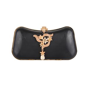 Champagne Stone Delicate Box Clutch Frames Wallet Metal Frame