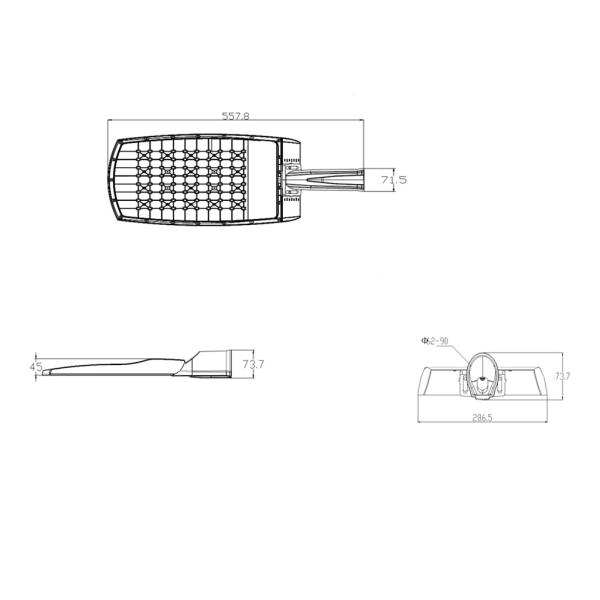 High Brightness Led Street Light Fixture Aluminum SMD 150W long life