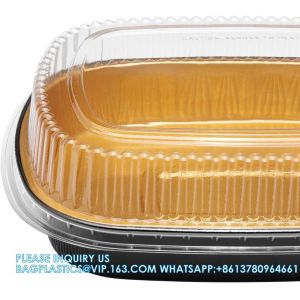 50 Oz Oval Aluminum Foil Pans With Snap-On Lids Take Out Pan With Clear PET Dome