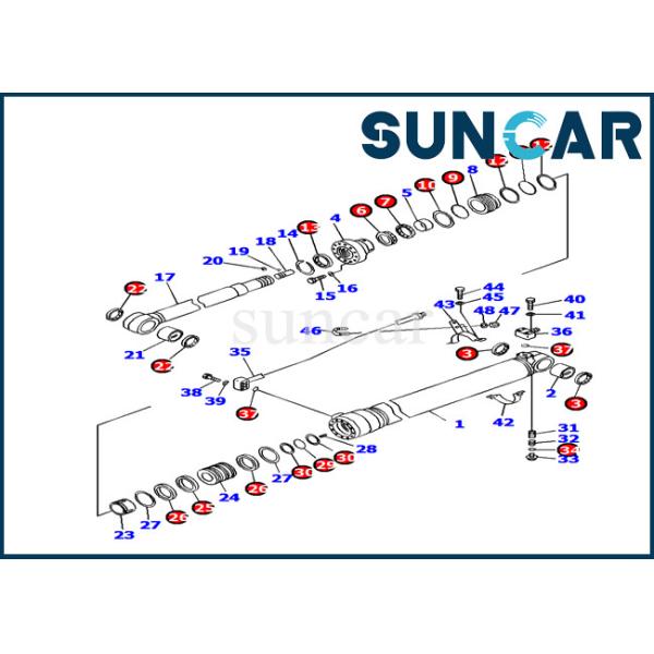 Quality 707-99-45080 Oil Resistance Arm Cylinder Service Kit Fits Komatsu PC130F-7 Excavator Seal Kit wholesale