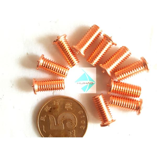 Stainless Steel Annular Grooved Stud Welding Pins , Copper Plated Mild Steel M5 - M12 Stud Welder Pins With Threaded