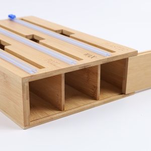 Wall Mount GLOSSY Bamboo 3 in 1 Wrap Dispenser with Cutter and Organizer 35.5*25