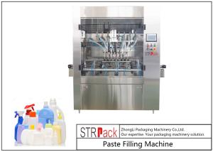 Cheap 500ml-5L Automatic 6 Heads Paste Filling Machine With Servo System For Cream With Conveyor PLC Control for sale