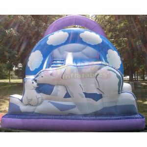 Polar Bear Inflatable Bouncy Castle With Slide Fully Digital Printing