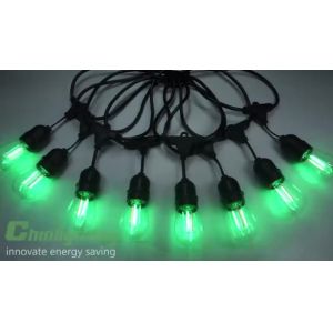 China 24ft 12 Bulb IP65 Waterproof Festoon Lighting Outdoor Garden Wedding Christmas Decoration S14 RGB LED Filament Bulb Light String on sale