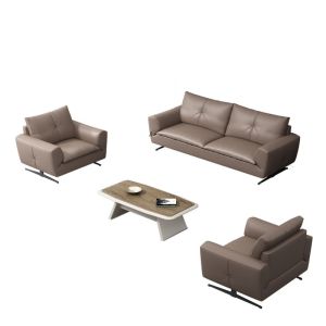 Office Furniture Gray Leather Modular Sectional Sofa Set for Office Collaboratio