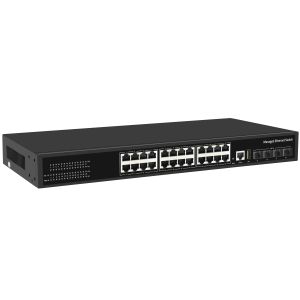 28 Port 10/100/1000Mbps Managed Ethernet CCTV POE Switch Support PoE Af/At With