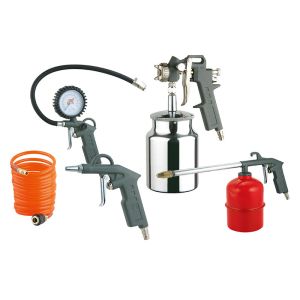 W-2000A5-S 5PCS Air Tool Kit With Suction Spray Gun Double Blister With Washing
