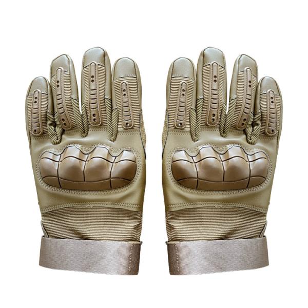 Breathable Khaki Full Finger Polyester Training Gloves for Customized Protection