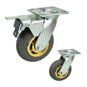 150mm Elastic Rubber Heavy Duty Casters With 462lbs Loading Swivel Plate