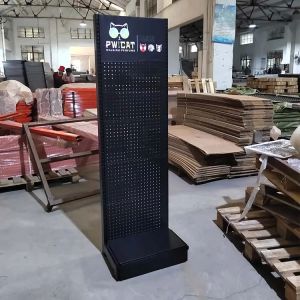 Factory custom color size metal hole back board display shelf supermarket