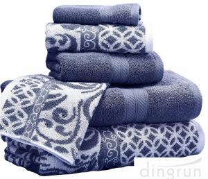 Cheap Luxuriously Soft Quickly Absorbed Yarn Dyed Cotton Jacquard Towel Set for sale