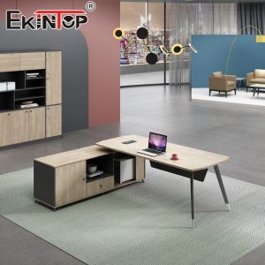 Walnut Office Desk in Modern Style Executive Desk with Drawers Extendable