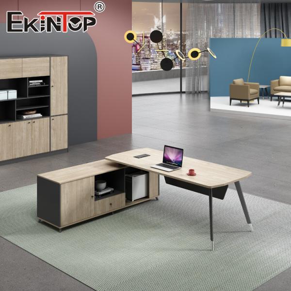 Walnut Office Desk in Modern Style Executive Desk with Drawers Extendable