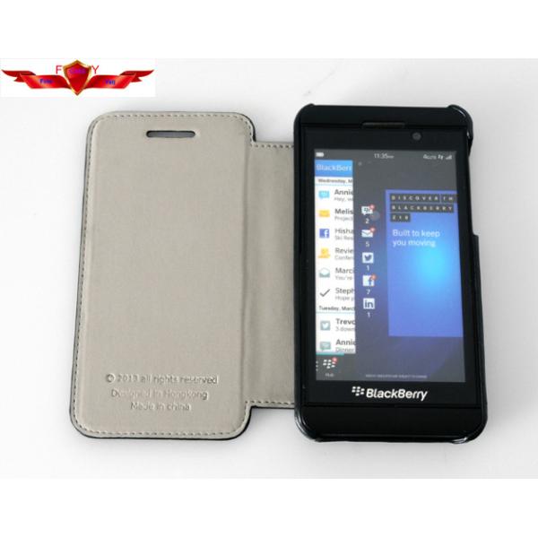 New Blackberry Z10 Flip Cases PU Material Accurate Holes High Quality