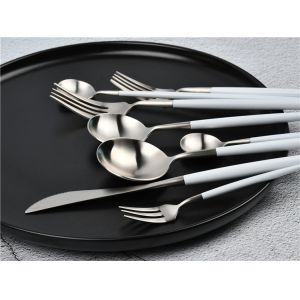 18/8 White Handle Stainless Steel Cutlery Set Flatware Set Dinnerware NC099
