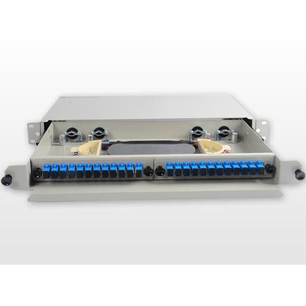 SC / UPC Metal Fiber Rack Mount Patch Panel 24 Port 24 Core Fiber Distribution