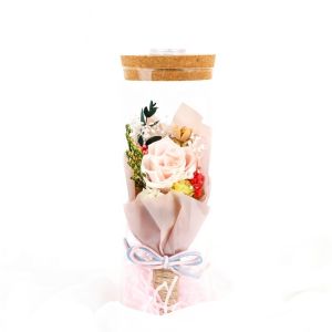 Decorative Preserved Rose Flower Wishing Bottle Customized Color With Long Life