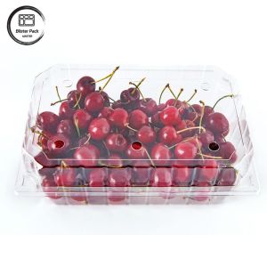 China Clear Vegetable Clamshell Fruit Containers Disposable Plastic For Cherries 1kg Capacity on sale