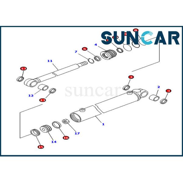 Swing Cylinder Seal Kit 707-98-14740 Excavator Service Kit For Komatsu PC20MR-1