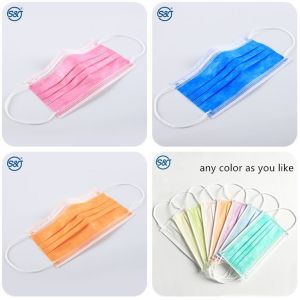 S&J Factory supply custom logo colorful black 3ply disposable face mask