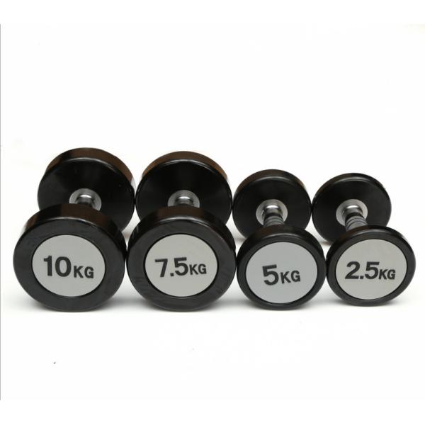Quality commercial PU dumbbells, PU coated Round Head Fixed Dumbbells with Electroplated Non-Slip Handles wholesale