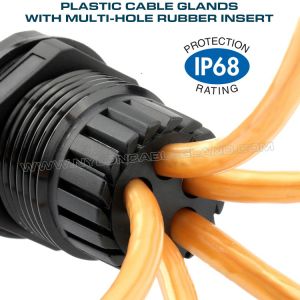Multi-hole (Multi-Entry) Plastic IP68 Cable Glands with PG & Metric Threads for
