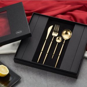 Stainless steel black cutlery set with gift box 24 pcs set/ 30pcs set more set