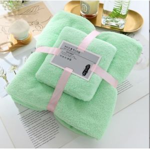 Everyone Age Group Customized Logo Coral Fleece Towel Set 2 Piece Microfiber